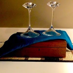 Kosta Boda Fanfare Signed by the artist Crystal Candle Sticks (SET)